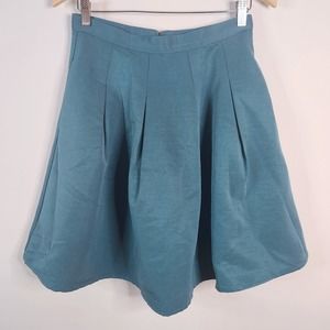 Modcloth Womens Teal Ethereal Expression Pleated Skirt Size 4 Pockets Trendy